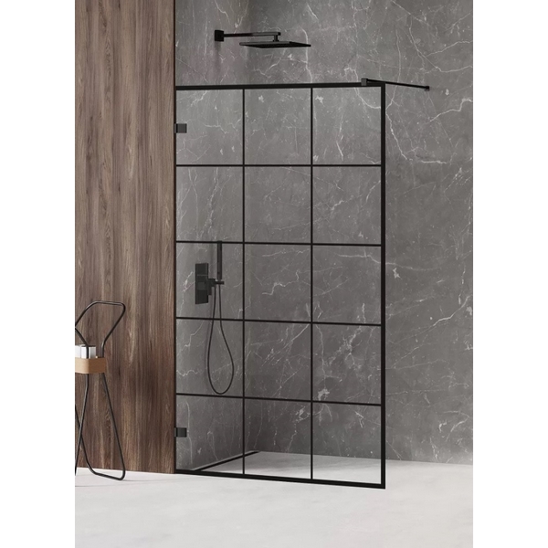 Sprchová zástena New Trendy Avexa Black Walk-in 140 x 200 cm, čierny rám, sklo 6 mm